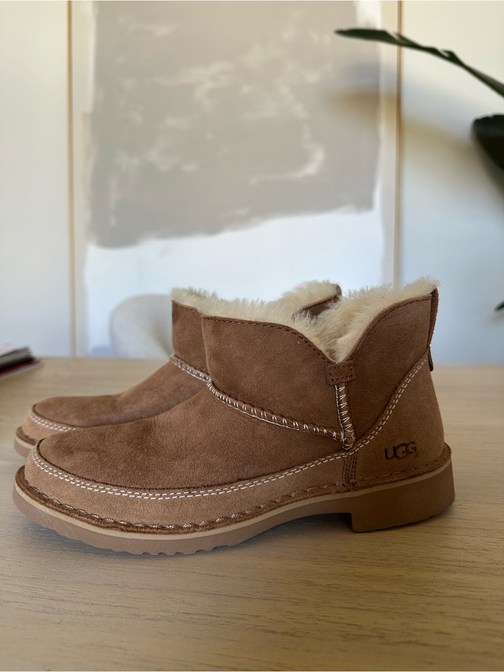 UGG Melrose Suede Shearling Ankle Boots in Chestnut